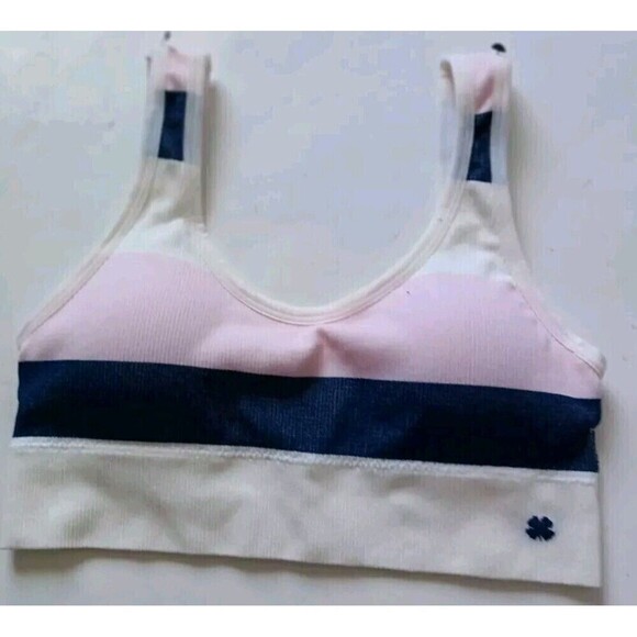 Lucky Brand Lightly Padded Bralette Wireless Bra Size Medium Pink Blue Stripped - Picture 6 of 6